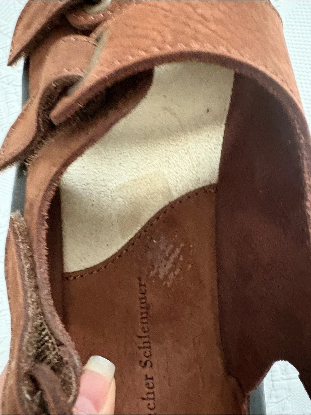 Hammacher Schlemmer sandals brown leather suede comfort size 45, US 11.5